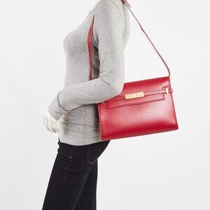 Yves Saint Laurent Red Smooth Leather Manhattan Medium Flap Bag